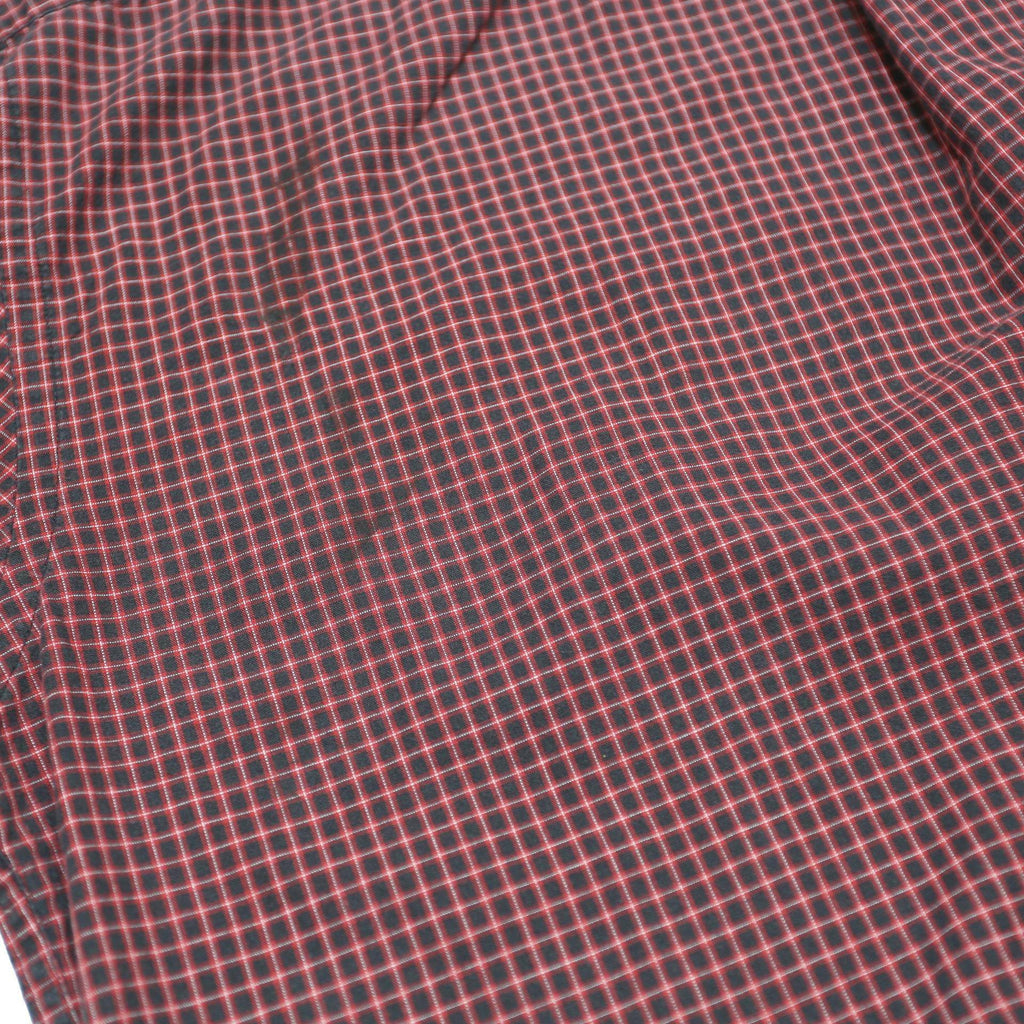 TOMMY HILFIGER Mens Maroon & White Check Shirt L Casual Button-Down Short Sleeve
