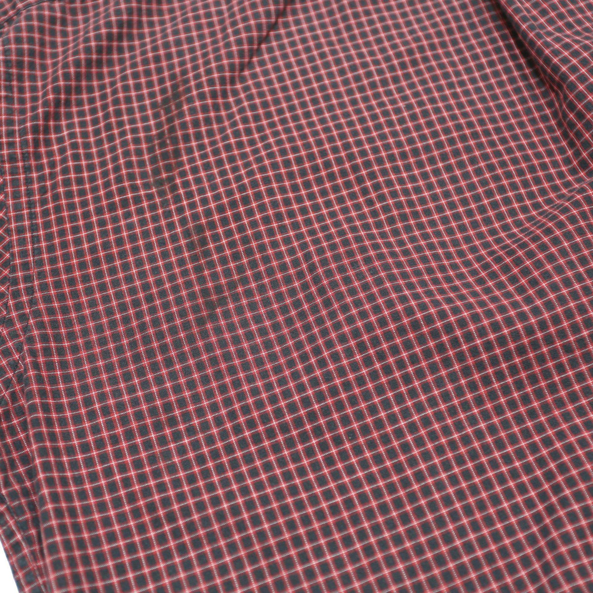 TOMMY HILFIGER Mens Maroon & White Check Shirt L Casual Button-Down Short Sleeve