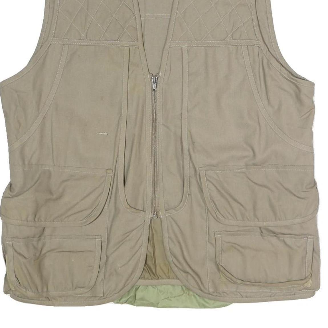Game Winner Mens Beige Cotton Blend Zip Gilet L Quilted Workwear Utility