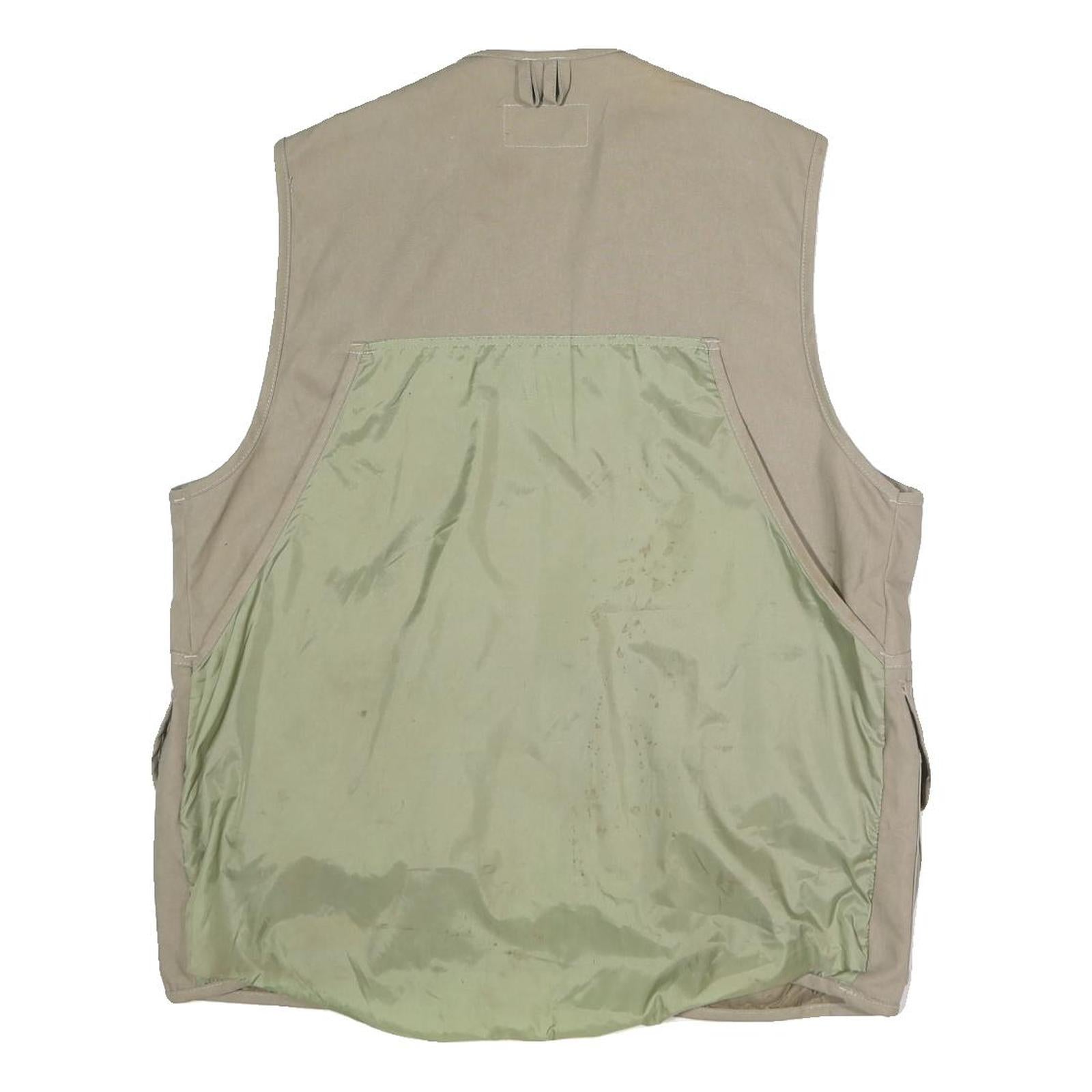 Game Winner Mens Beige Cotton Blend Zip Gilet L Quilted Workwear Utility