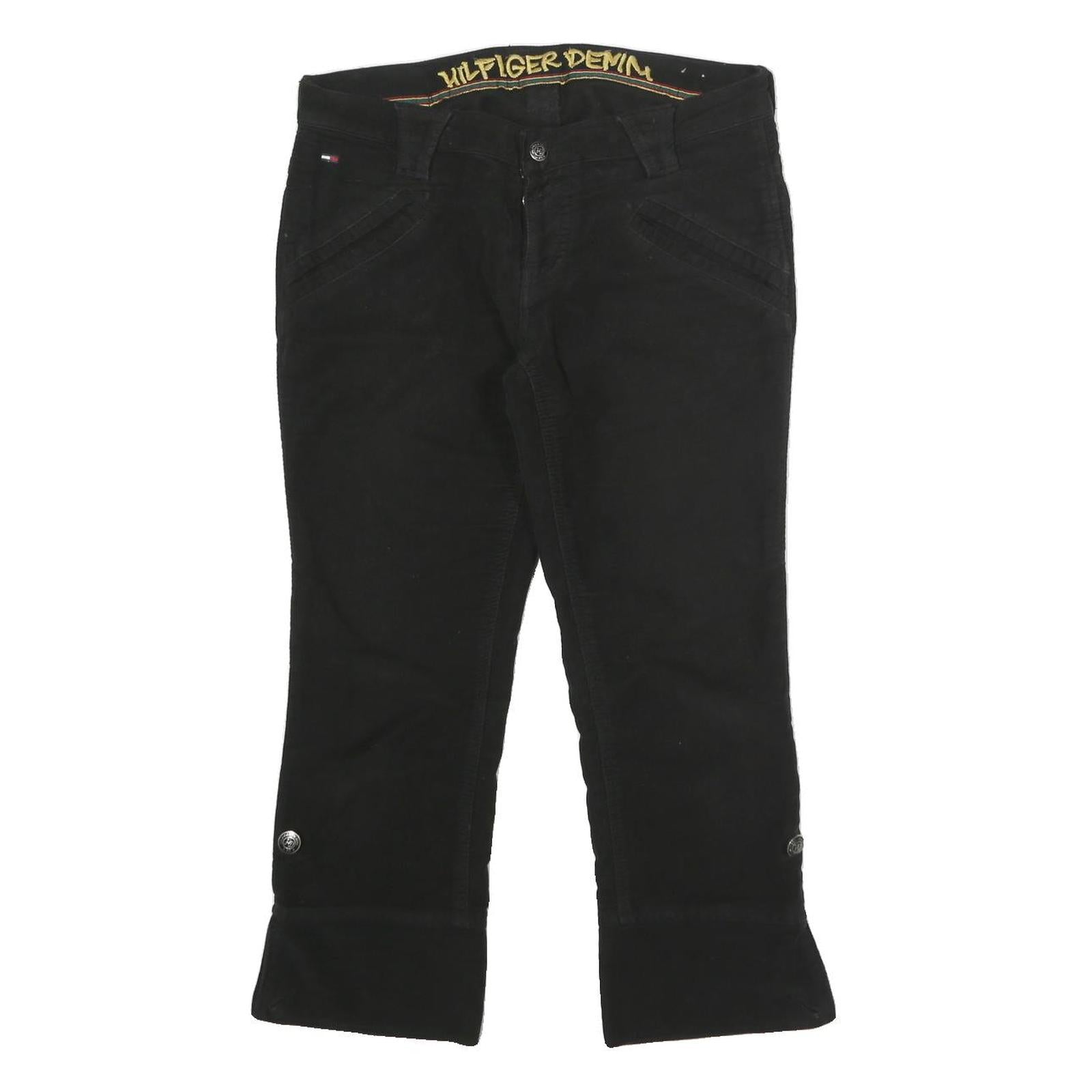 TOMMY HILFIGER Womens Cotton Blend Black Regular Straight Trousers W30 L23