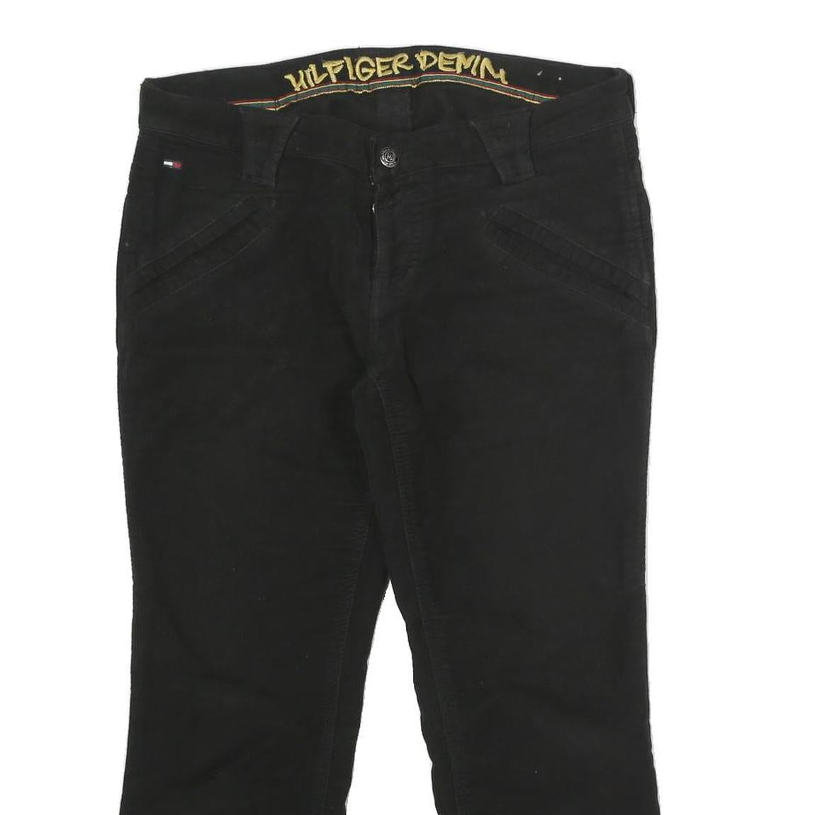 TOMMY HILFIGER Womens Cotton Blend Black Regular Straight Trousers W30 L23