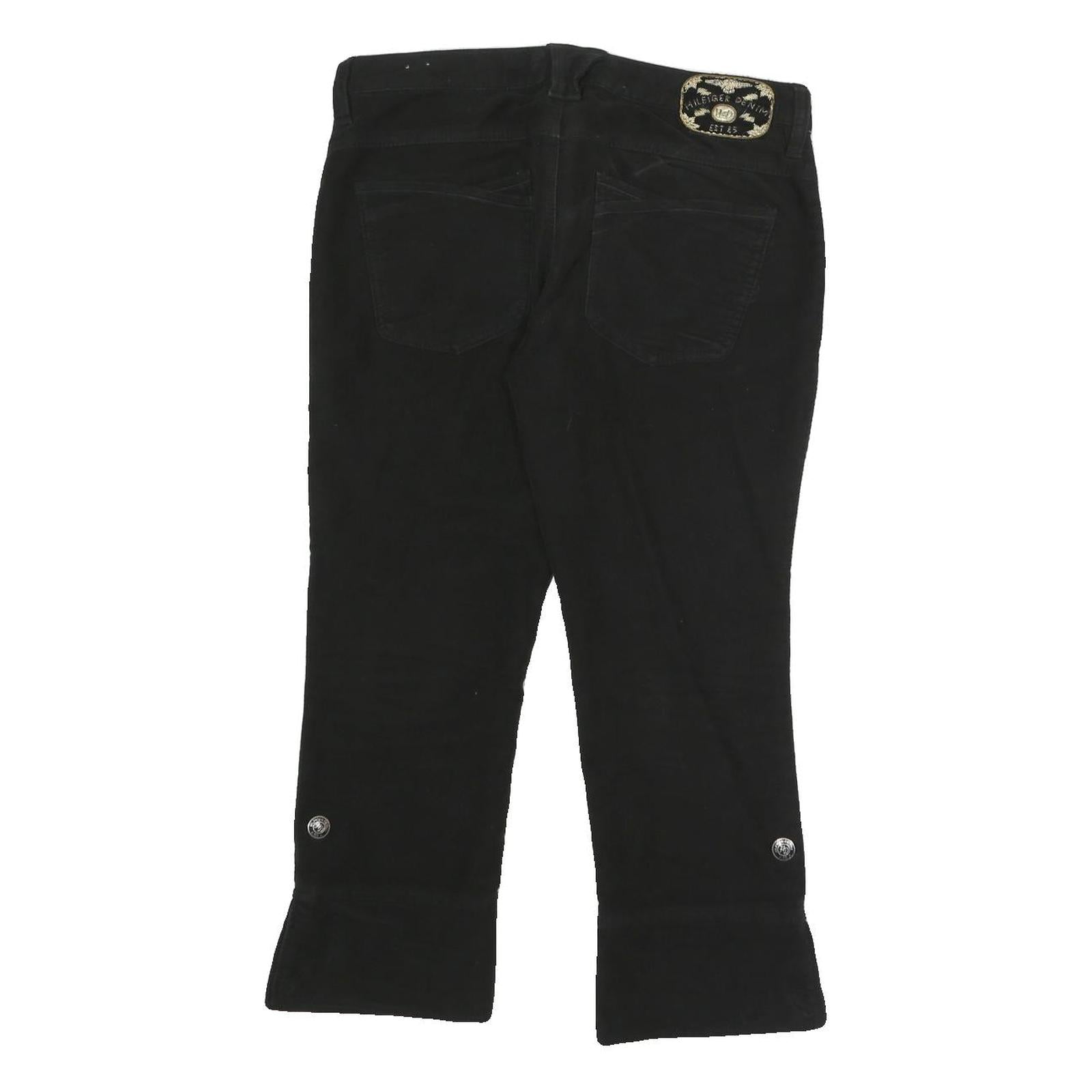 TOMMY HILFIGER Womens Cotton Blend Black Regular Straight Trousers W30 L23