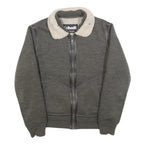 SCHOTT Mens Grey Wool Blend Zip Jacket M Knit Casual Warm Winter Outerwear