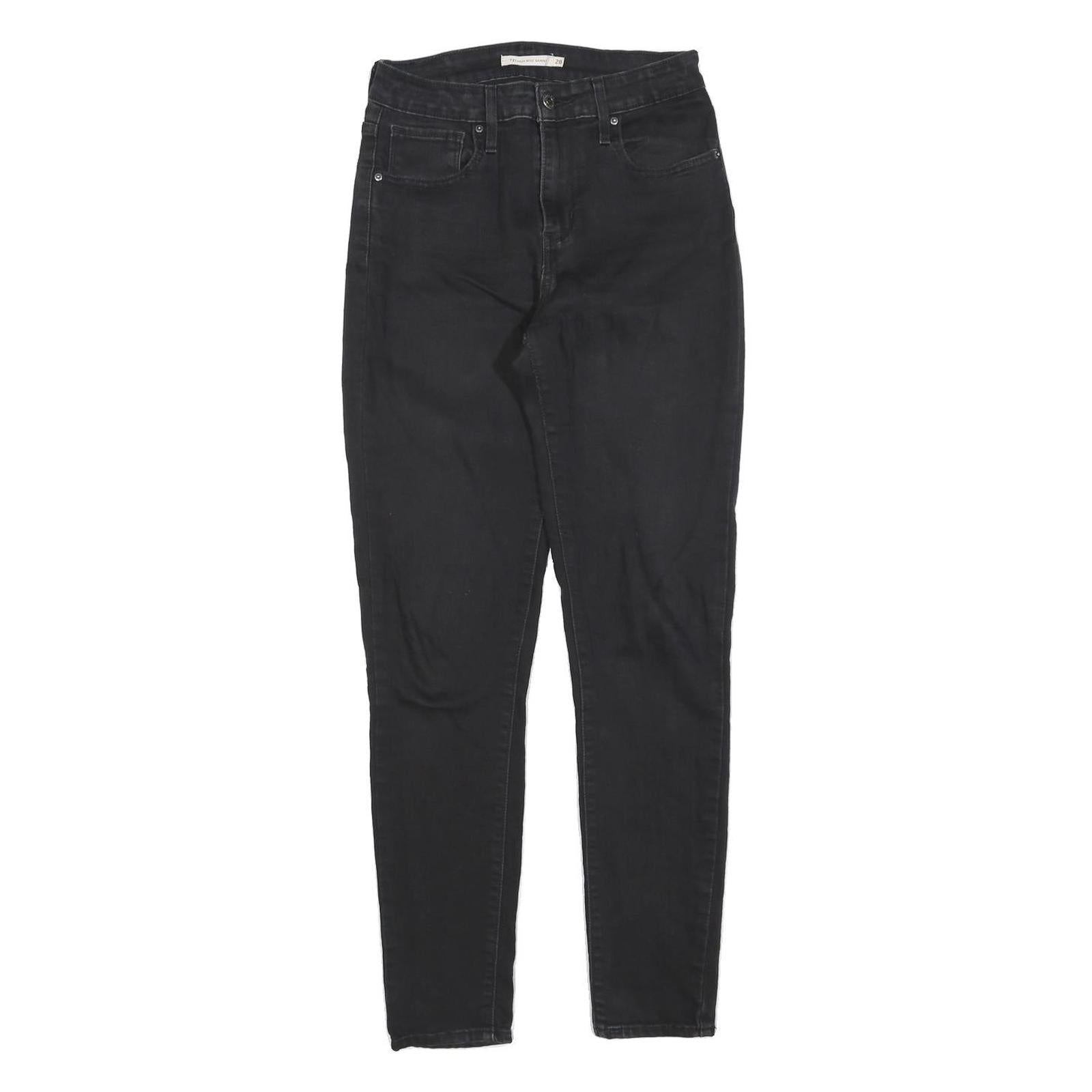 LEVI'S 721 Womens Jeans Black Slim Skinny Denim W28 L30 Zip Cotton Blend