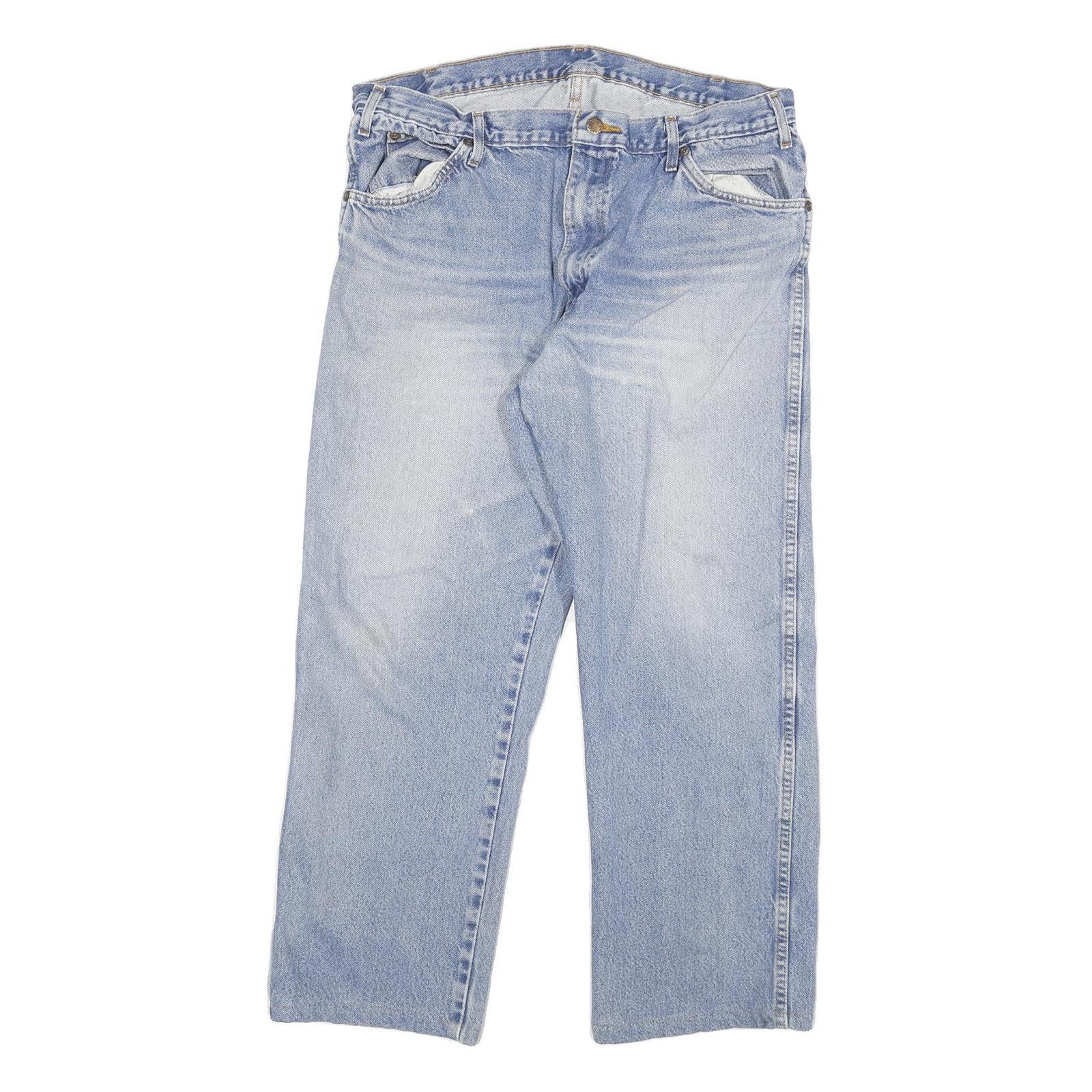 DICKIES Mens Regular Fit Light Blue Denim Jeans Cotton Blend Zip W34 L26 Casual