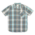 LEVI'S Mens Blue & Black Plaid Cotton Blend Shirt L Casual Short Sleeve