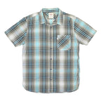 LEVI'S Mens Blue & Black Plaid Cotton Blend Shirt L Casual Short Sleeve