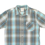 LEVI'S Mens Blue & Black Plaid Cotton Blend Shirt L Casual Short Sleeve