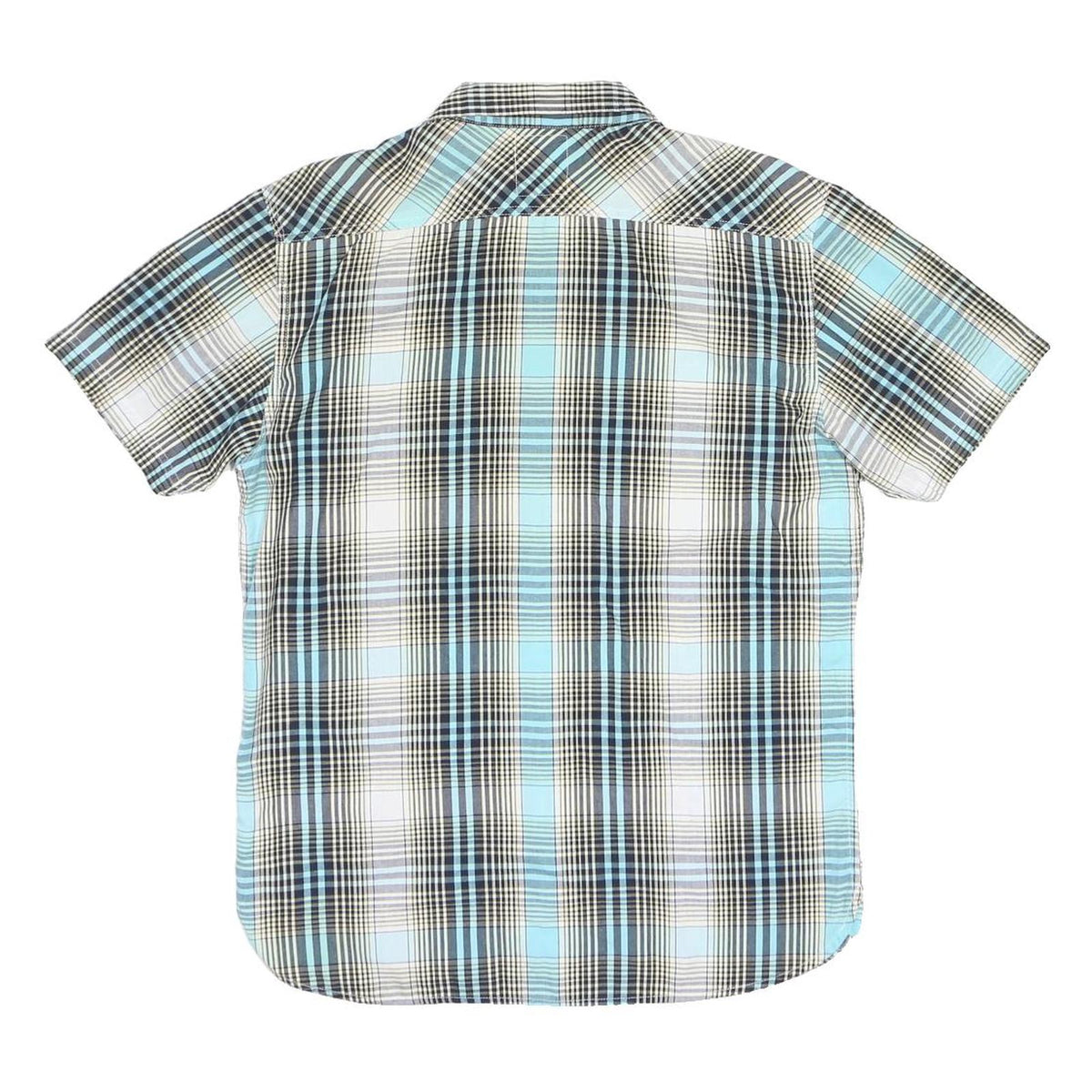 LEVI'S Mens Blue & Black Plaid Cotton Blend Shirt L Casual Short Sleeve