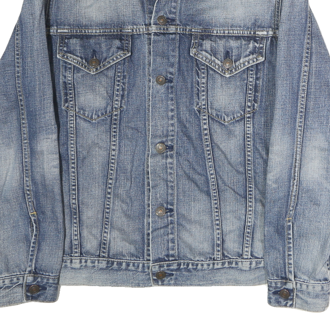 LEVI'S Mens Blue Denim Button Jacket L Cotton Plain Classic Fit Stylish