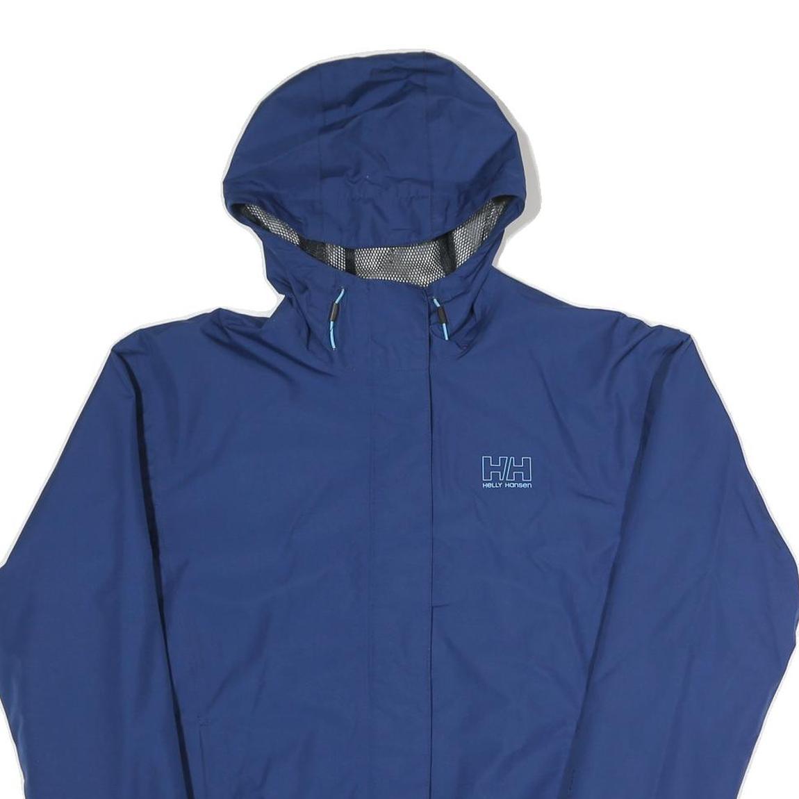 HELLY HANSEN Womens Blue Outdoor Jacket L Polyester Blend Zip Hooded Plain
