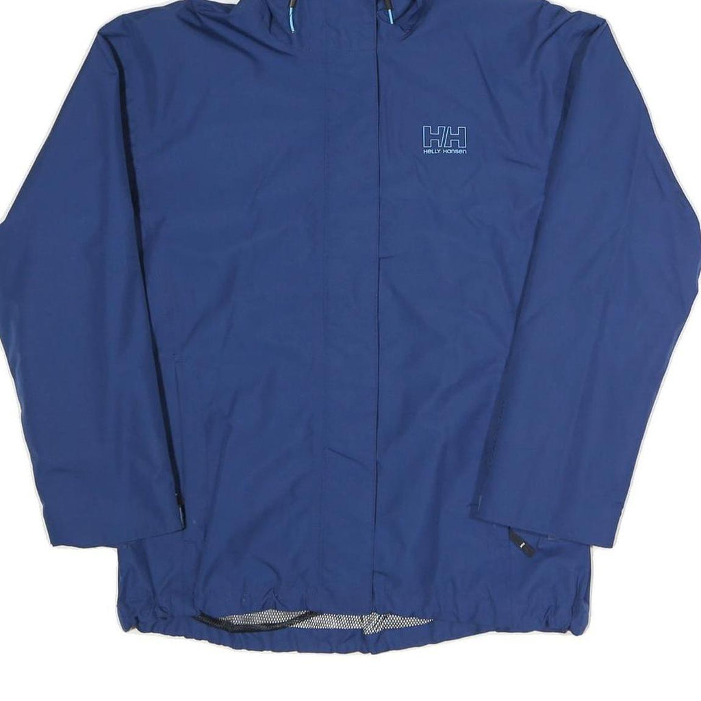 HELLY HANSEN Womens Blue Outdoor Jacket L Polyester Blend Zip Hooded Plain