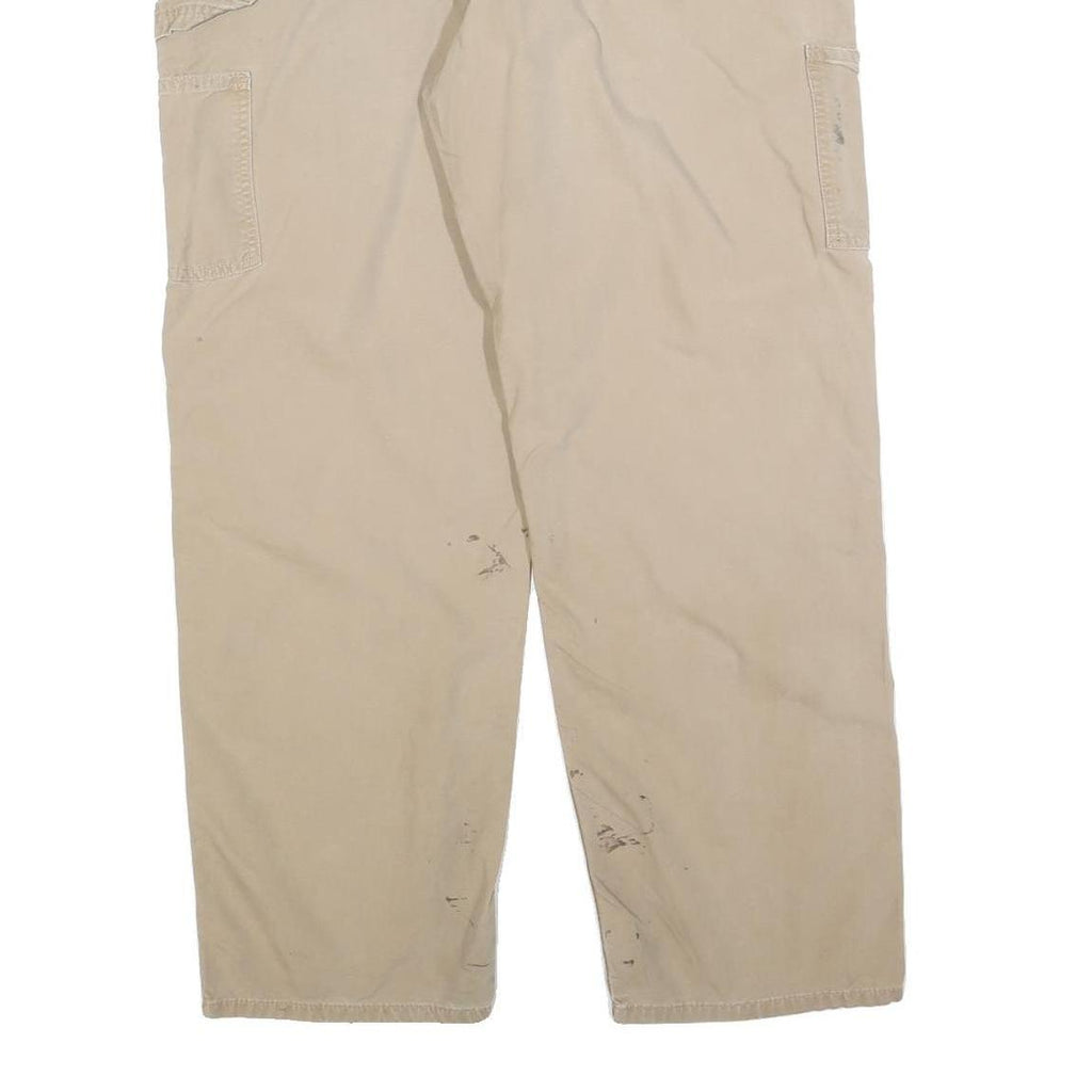 CARHARTT Mens Beige Regular Fit Straight Leg Trousers W36 L32 Cotton Blend