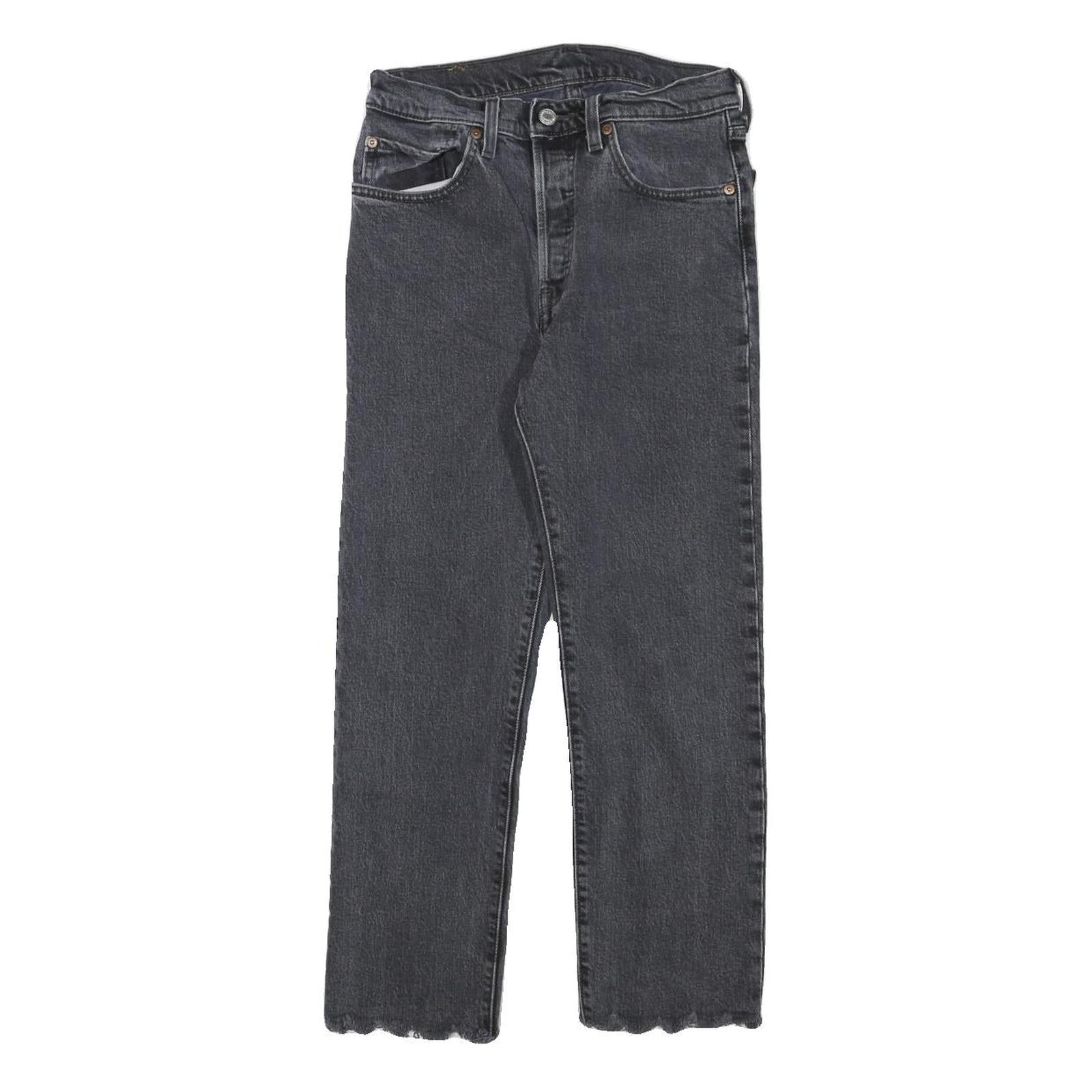 LEVI'S 501 Mens Jeans Black Regular Straight Denim Raw W26 L24 Button Closure