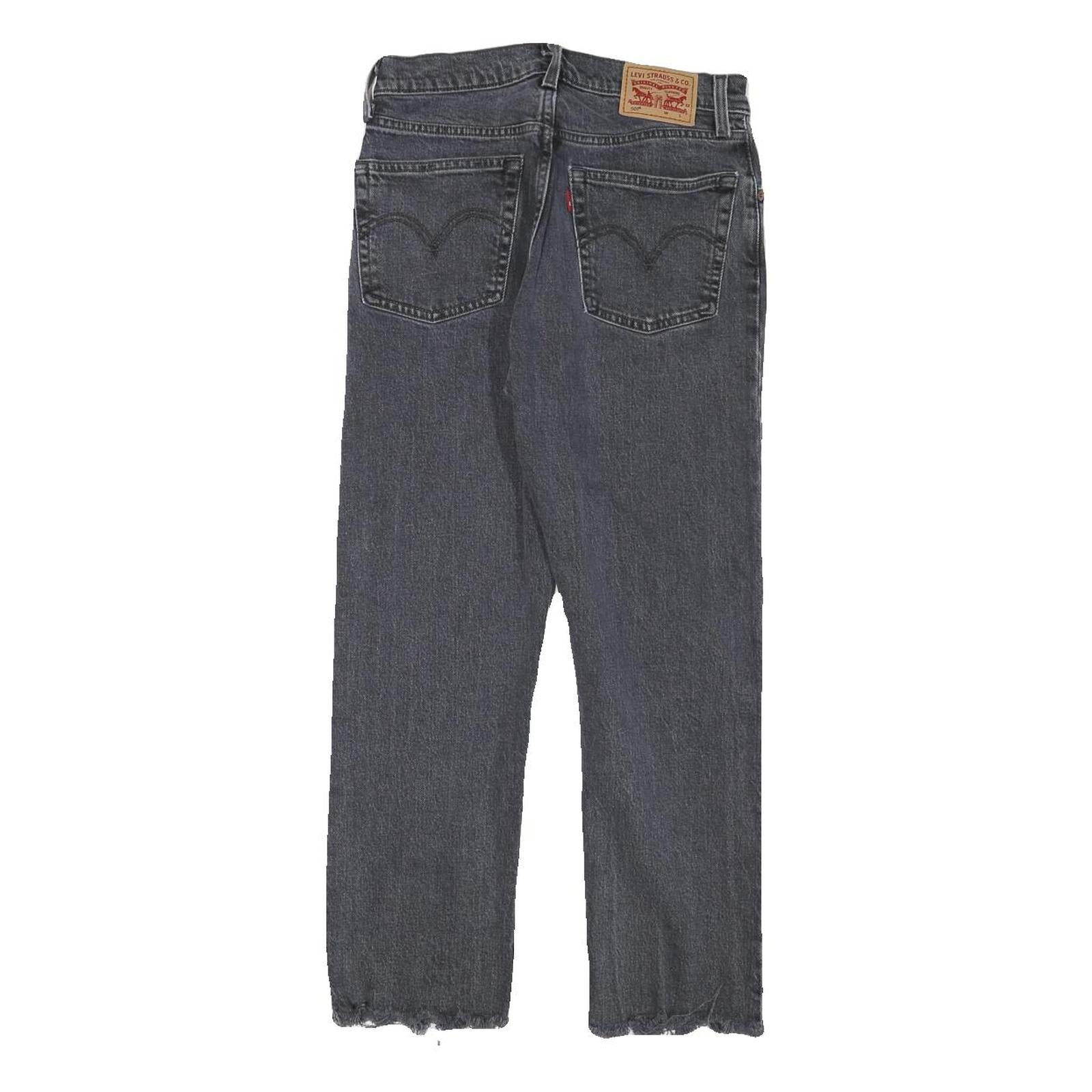 LEVI'S 501 Mens Jeans Black Regular Straight Denim Raw W26 L24 Button Closure