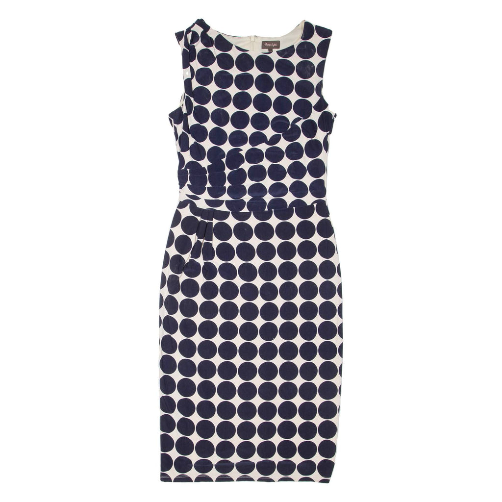 PHASE EIGHT Womens Pencil Dress Blue Spotted Sleeveless Knee Length M