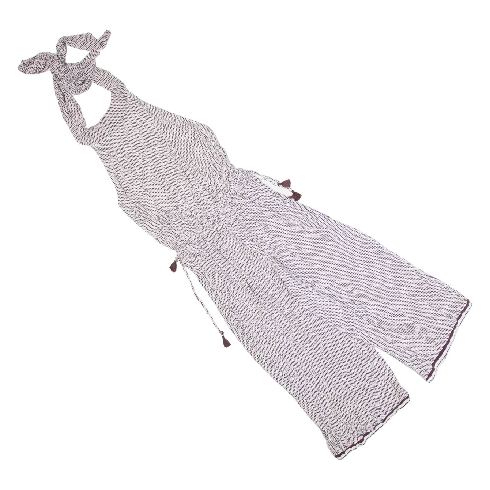 FAITHFULL THE BRAND Halter Neck Backless Womens Jumpsuit White Diamond M