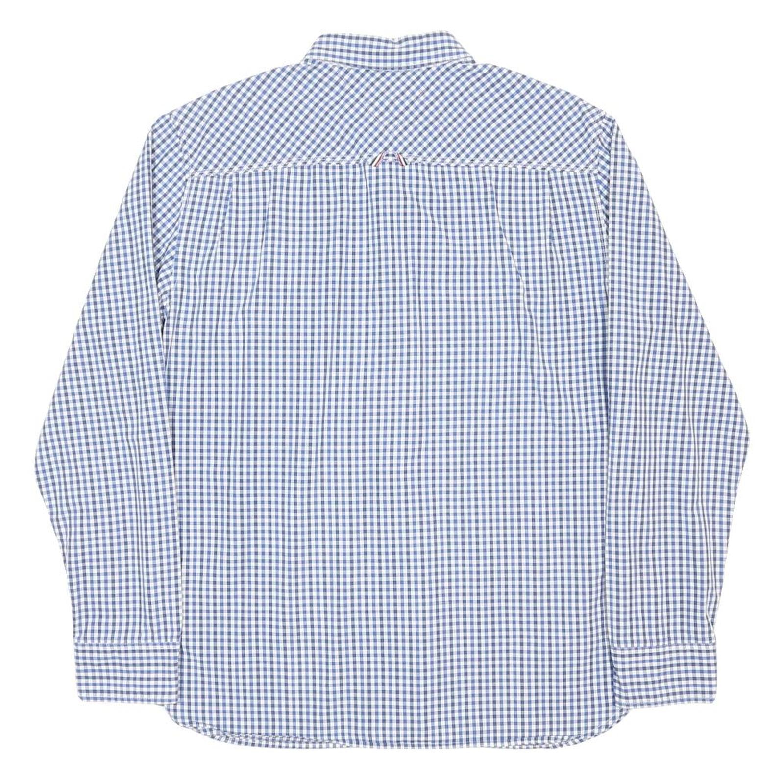 HILFIGER DENIM Mens Blue & White Check Shirt L Casual Cotton Stylish