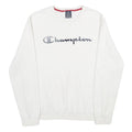 CHAMPION Mens White Crew Neck M Cotton Blend Sweatshirt Pullover Logo