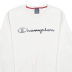 CHAMPION Mens White Crew Neck M Cotton Blend Sweatshirt Pullover Logo