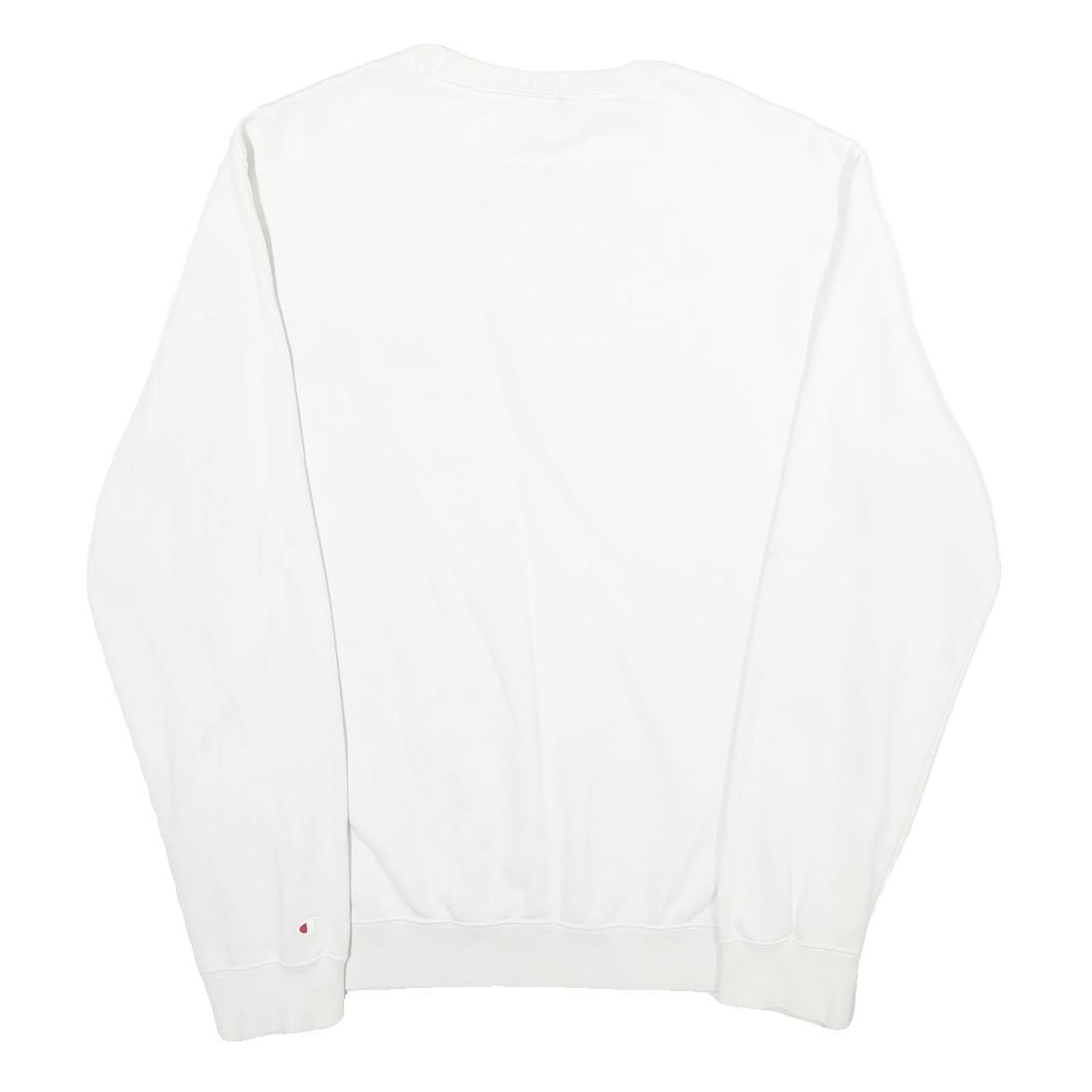 CHAMPION Mens White Crew Neck M Cotton Blend Sweatshirt Pullover Logo