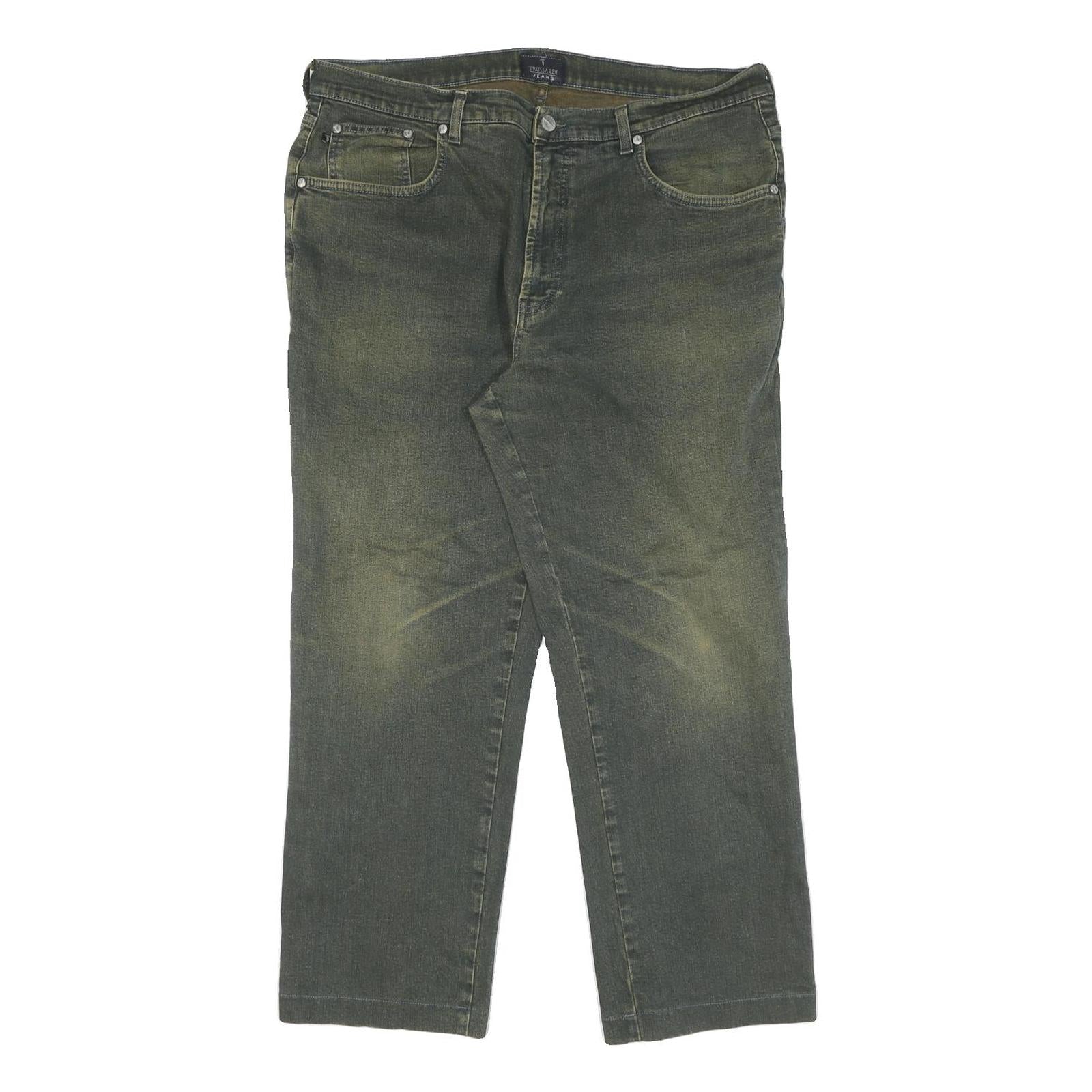 TRUSSARDI Mens Jeans Green Regular Straight Denim Medium W40 L27 Classic Fit