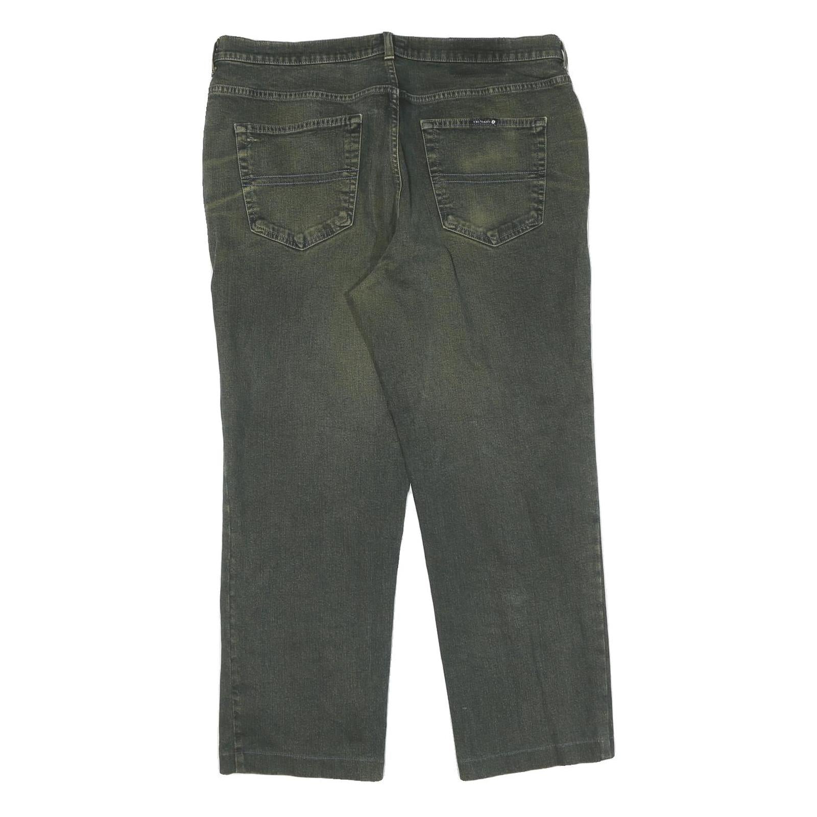 TRUSSARDI Mens Jeans Green Regular Straight Denim Medium W40 L27 Classic Fit