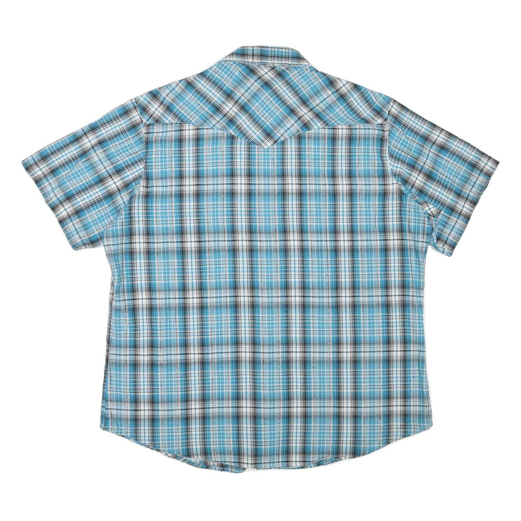WRANGLER Mens Blue & White Check Shirt XL Casual Button Up Short Sleeve
