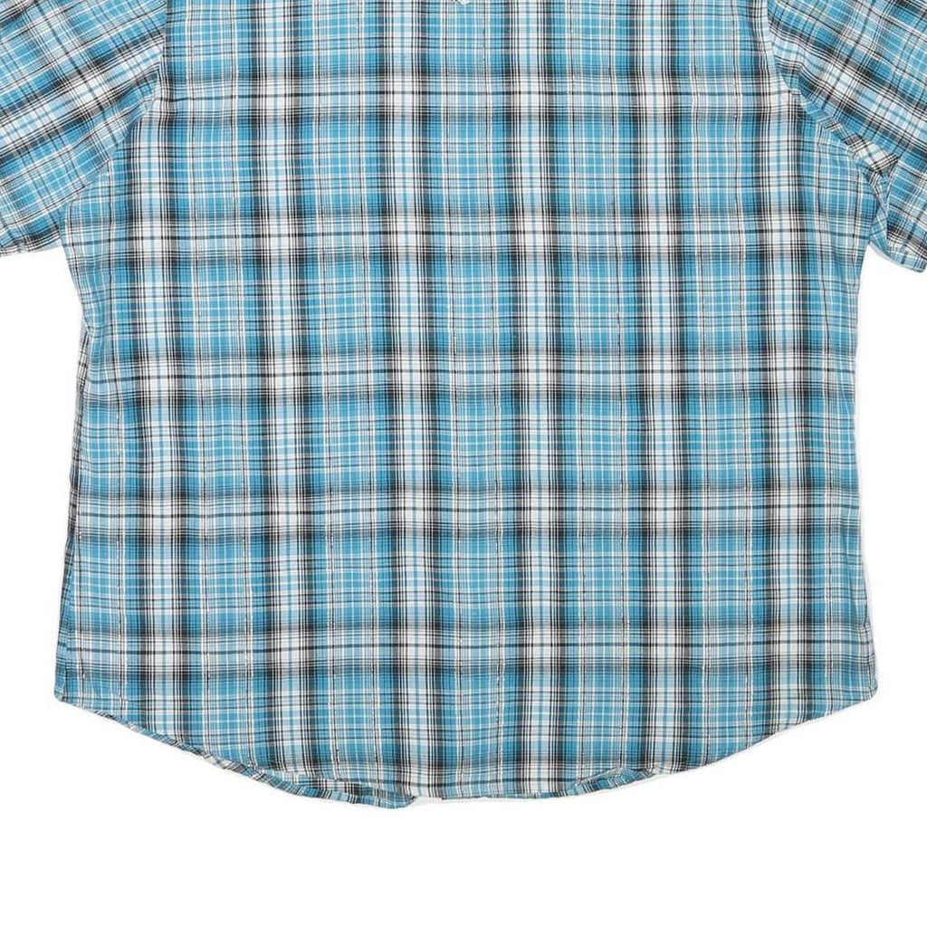 WRANGLER Mens Blue & White Check Shirt XL Casual Button Up Short Sleeve