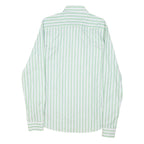 TOMMY HILFIGER Mens Green & White Striped Shirt S Classic Cotton Blend Long