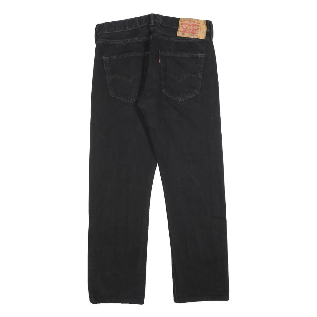 LEVI'S 501 Mens Jeans Black Regular Straight Denim Medium W33 L28 Classic Button