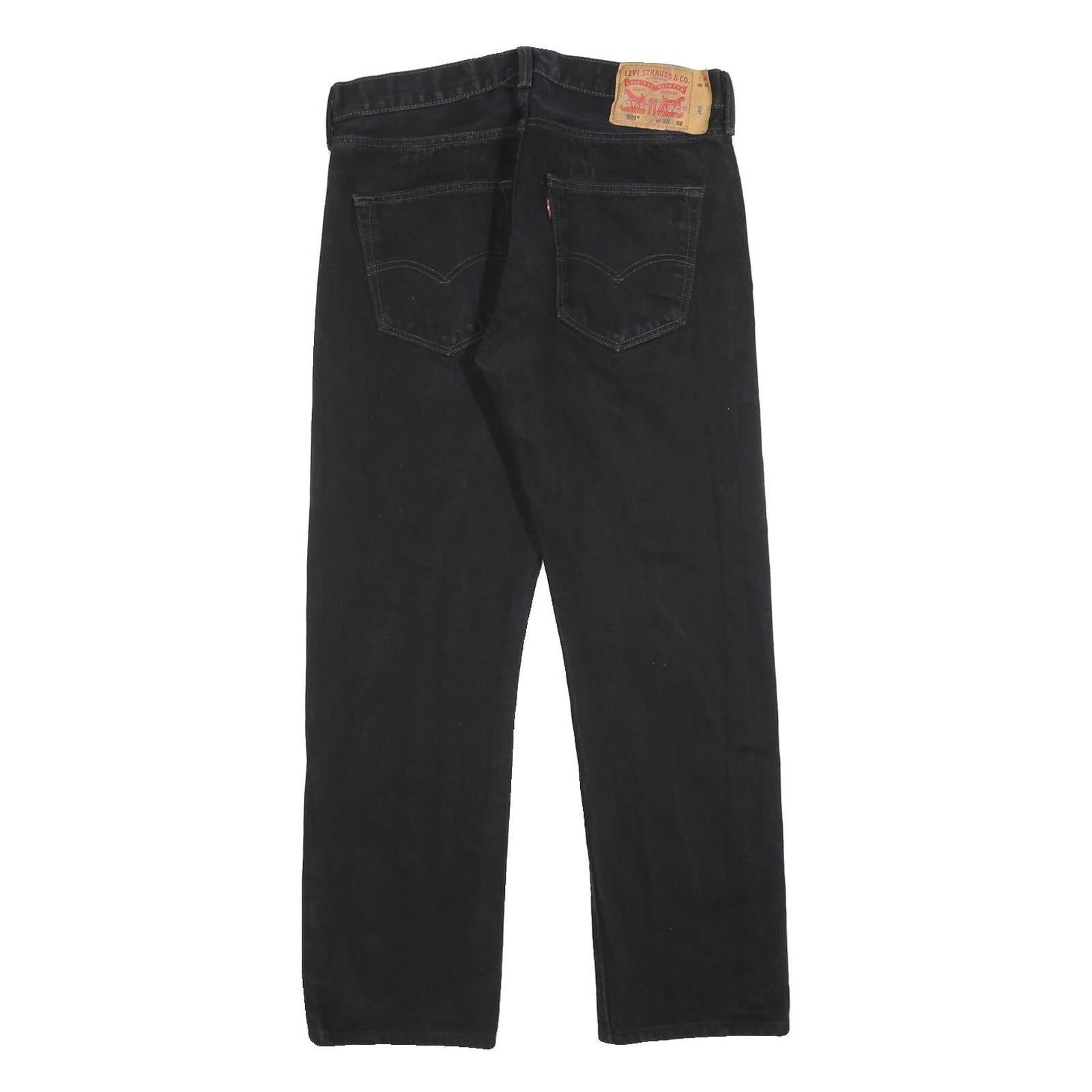 LEVI'S 501 Mens Jeans Black Regular Straight Denim Medium W33 L28 Classic Button