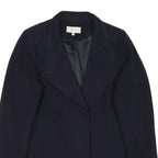 REISS Womens Navy Wool Blend Button Jacket UK 12 Classic Tailored Outerwear