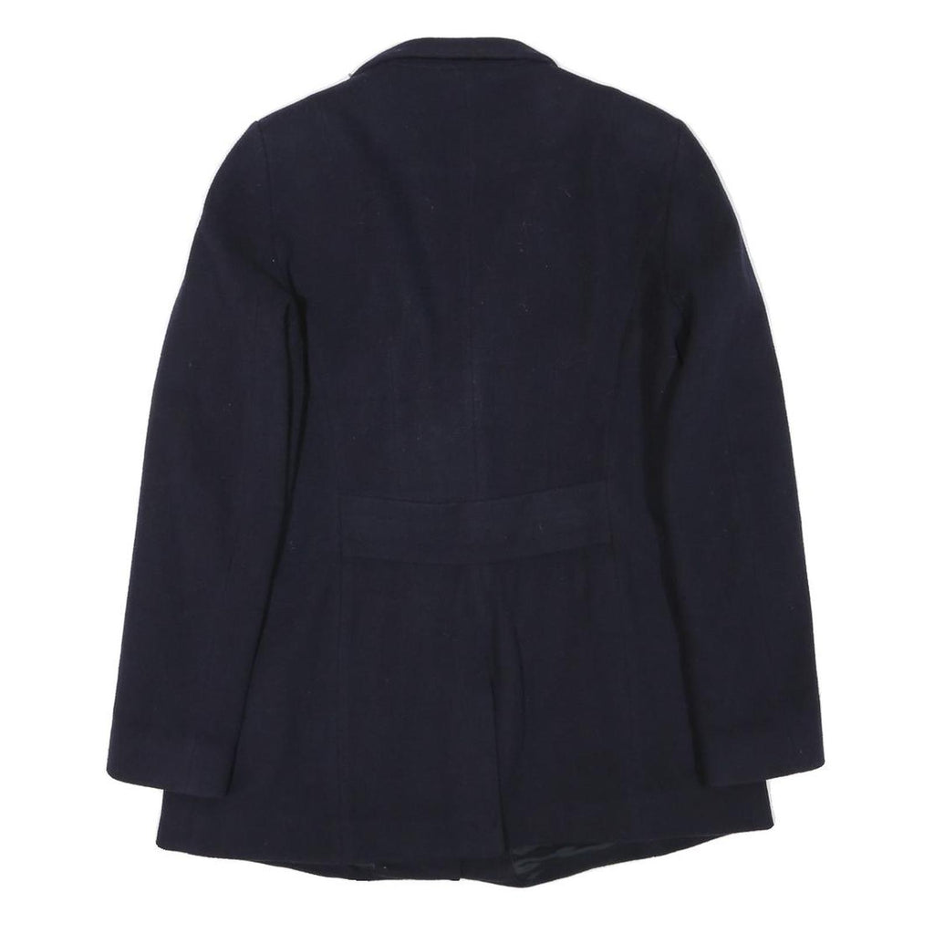 REISS Womens Navy Wool Blend Button Jacket UK 12 Classic Tailored Outerwear
