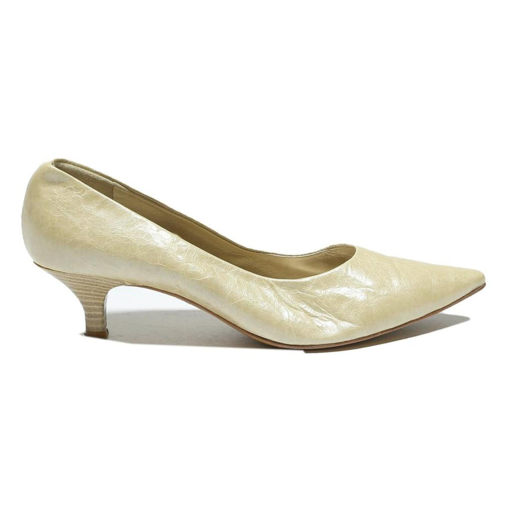 PETER KAISER Womens Leather Kitten Heel Pumps Cream UK 4.5 Elegant Vintage