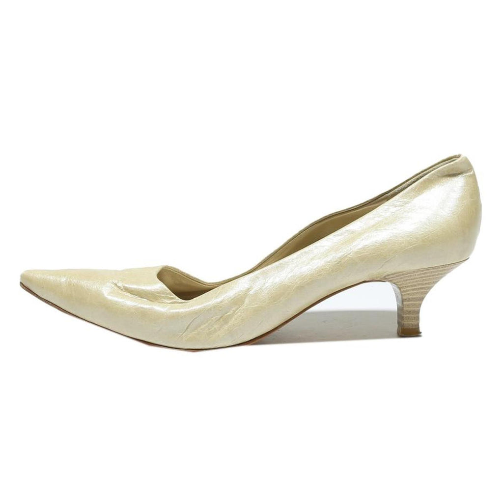 PETER KAISER Womens Leather Kitten Heel Pumps Cream UK 4.5 Elegant Vintage