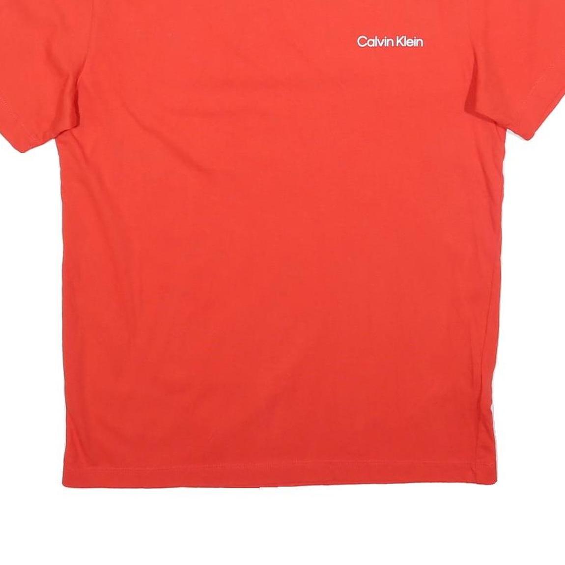 CALVIN KLEIN Mens Red S T-Shirt Short Sleeve Crew Neck Minimal Logo