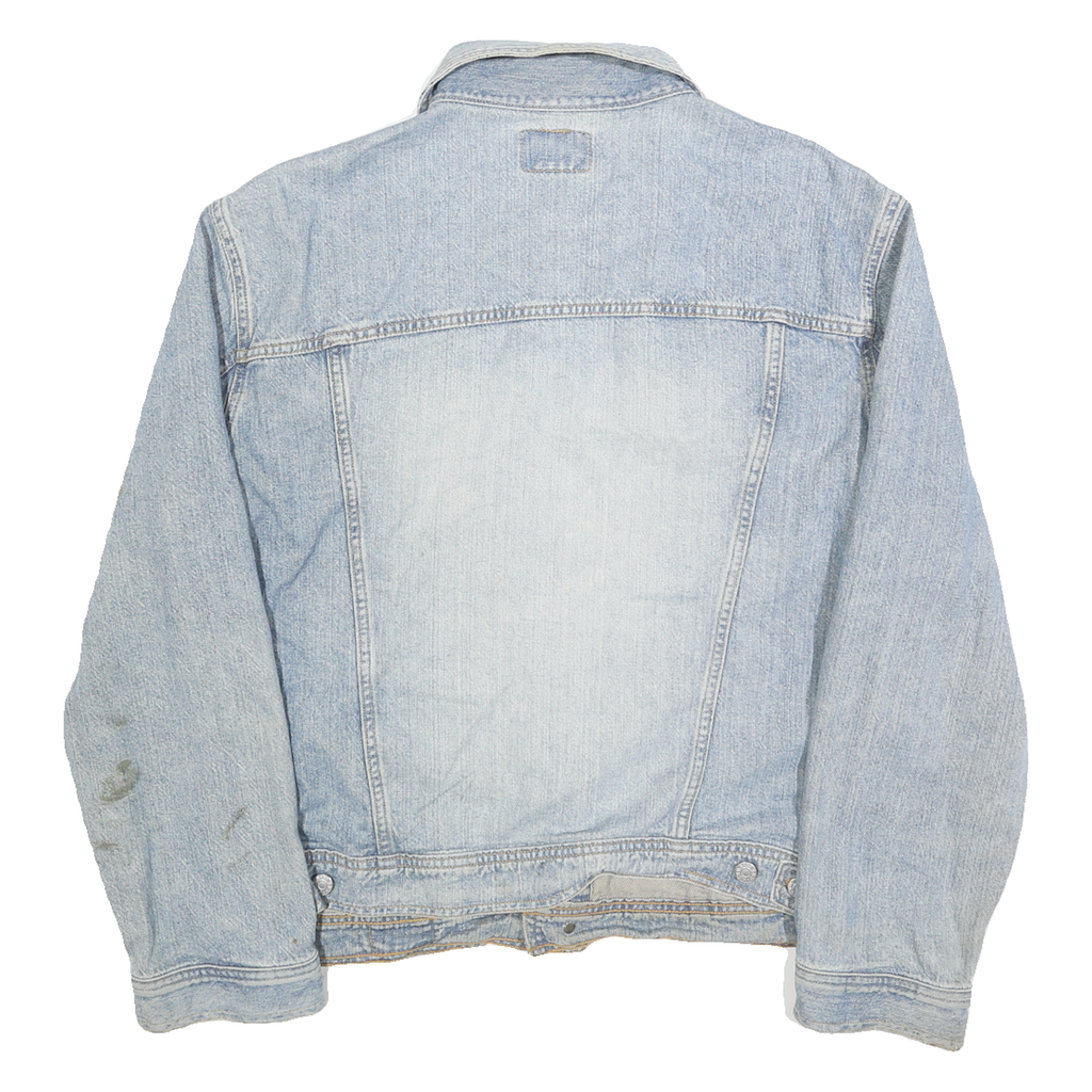 GUESS Mens Blue Cotton Denim Jacket L Button Closure Classic Fit Casual Wear