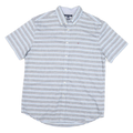 TOMMY HILFIGER Mens Blue & Grey Striped Cotton Blend Shirt L Classic Fit Casual