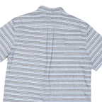 TOMMY HILFIGER Mens Blue & Grey Striped Cotton Blend Shirt L Classic Fit Casual