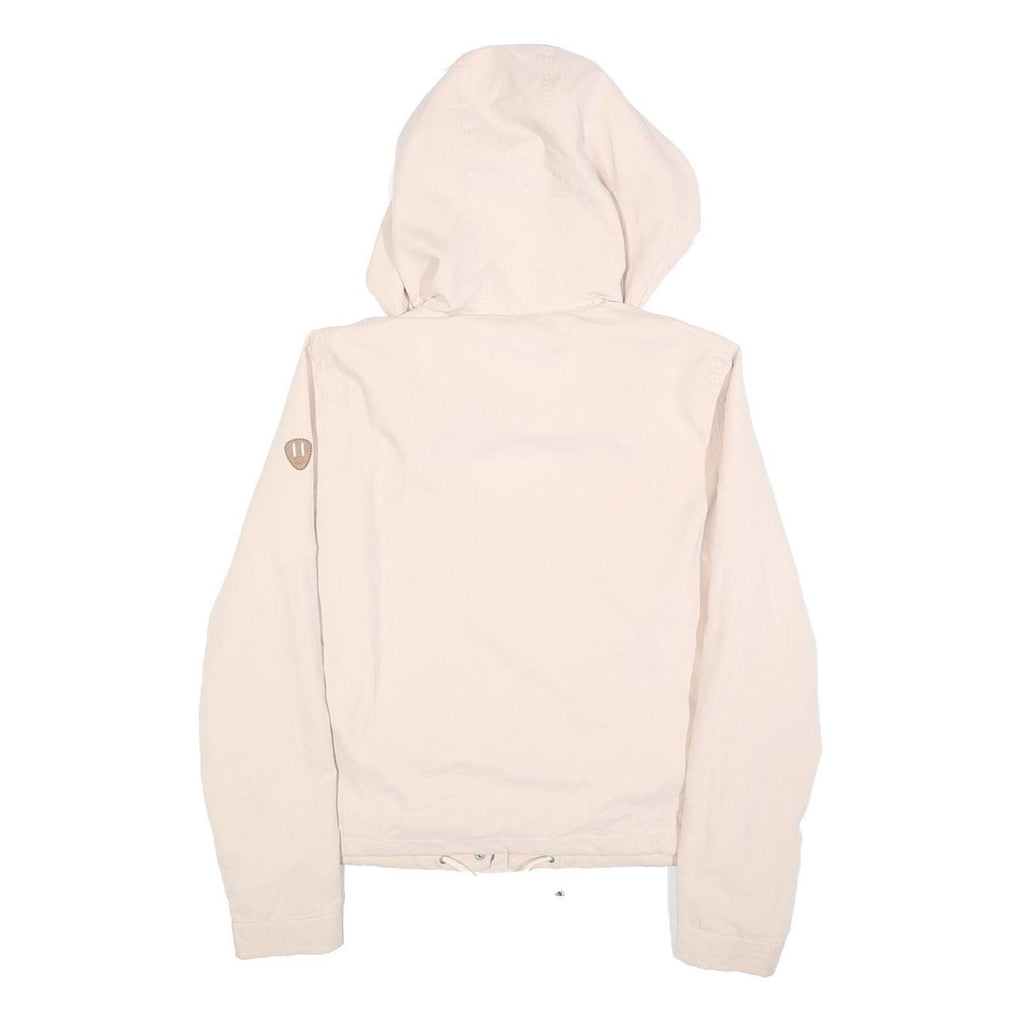 ONLY Womens Cream Hooded Cotton Blend Jacket S Zip Casual Lightweight