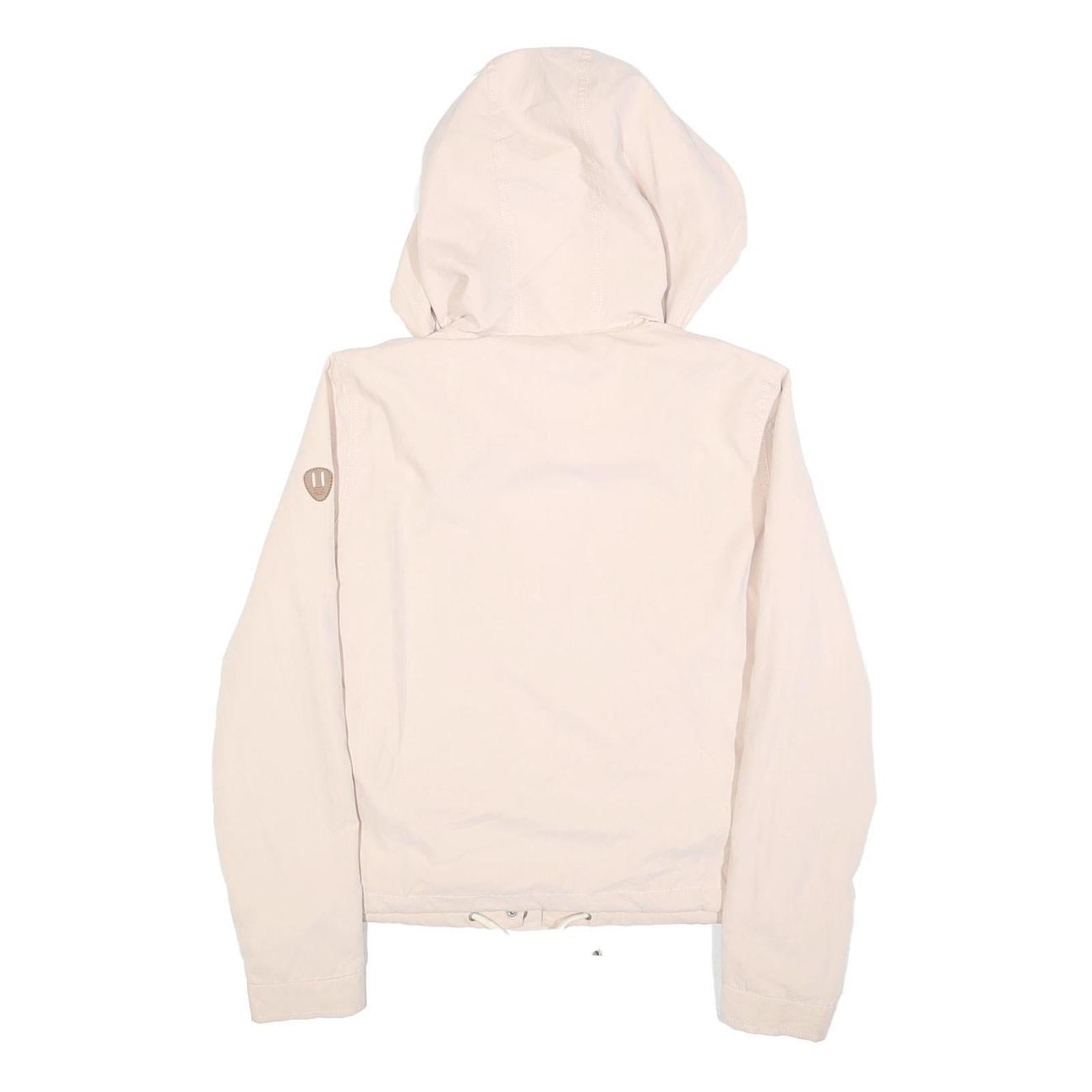 ONLY Womens Cream Hooded Cotton Blend Jacket S Zip Casual Lightweight