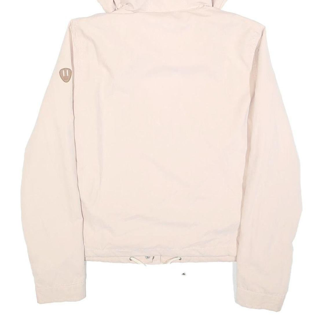 ONLY Womens Cream Hooded Cotton Blend Jacket S Zip Casual Lightweight