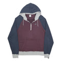 NIKE Mens Blue & Maroon ¼ Zip Hoodie L Cotton Blend Casual Sports Top