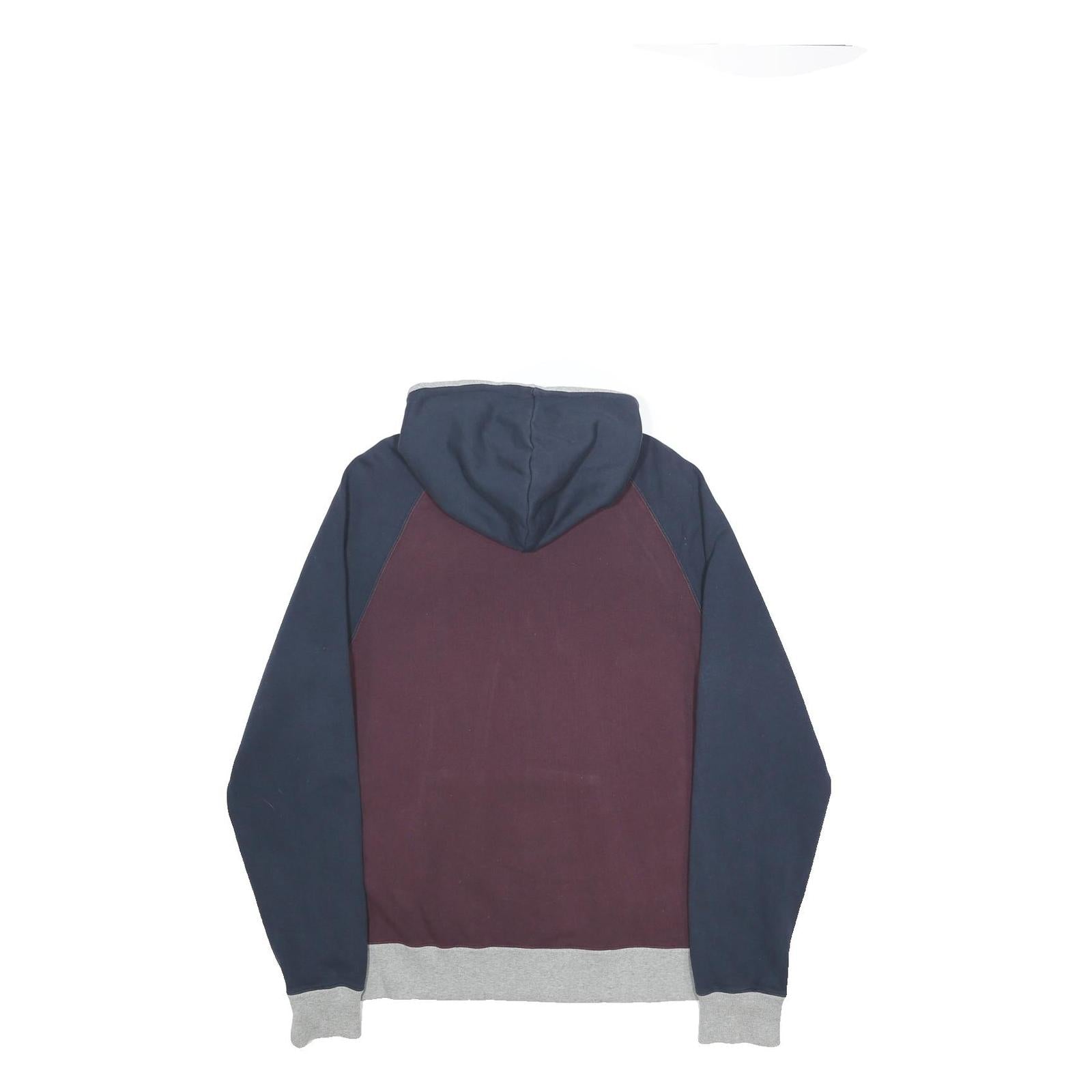 NIKE Mens Blue & Maroon ¼ Zip Hoodie L Cotton Blend Casual Sports Top