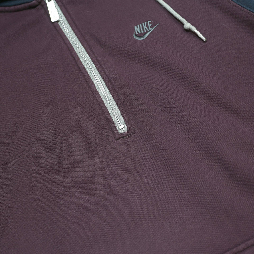 NIKE Mens Blue & Maroon ¼ Zip Hoodie L Cotton Blend Casual Sports Top