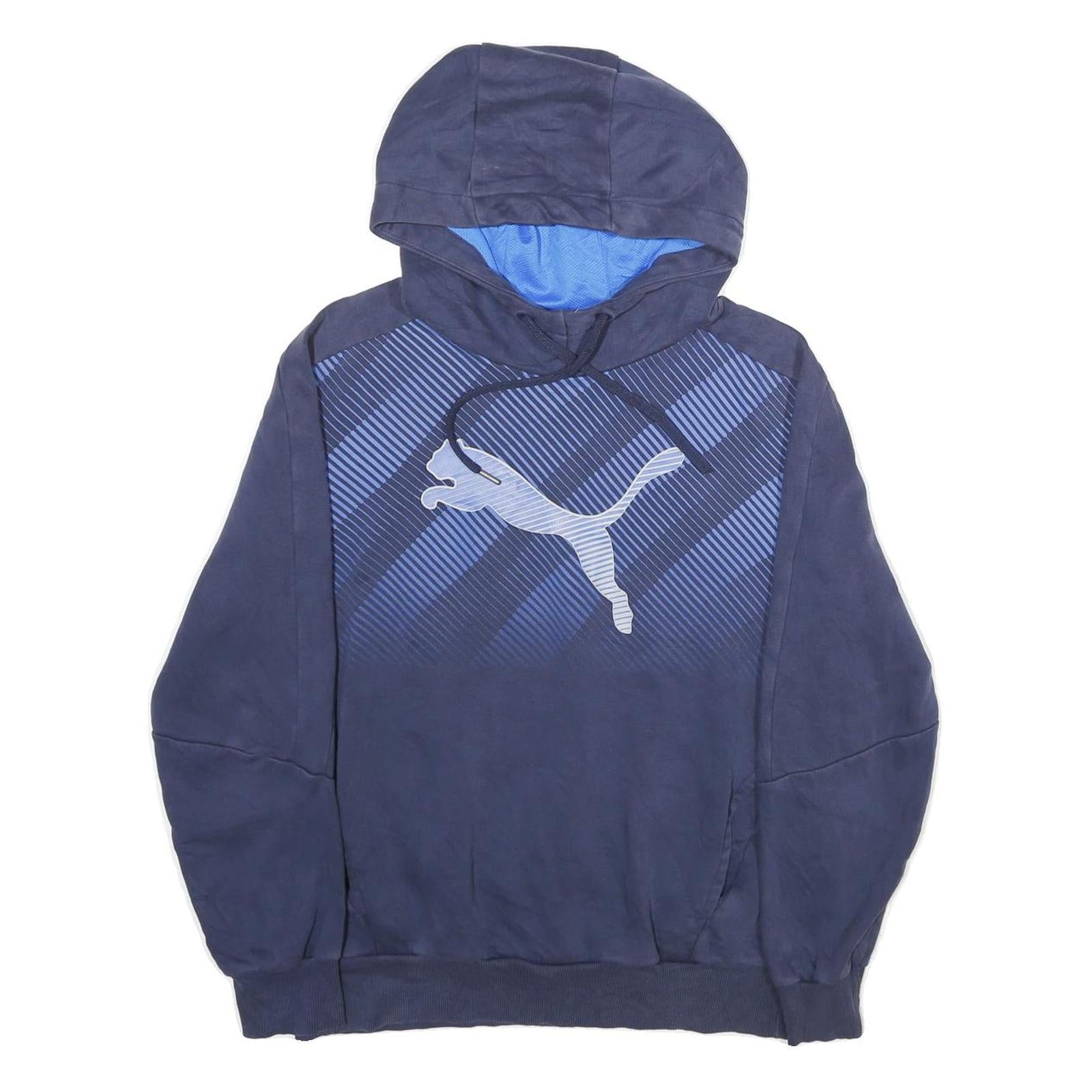 PUMA Mens Blue Pullover Hoodie S Cotton Sportswear Casual Gym