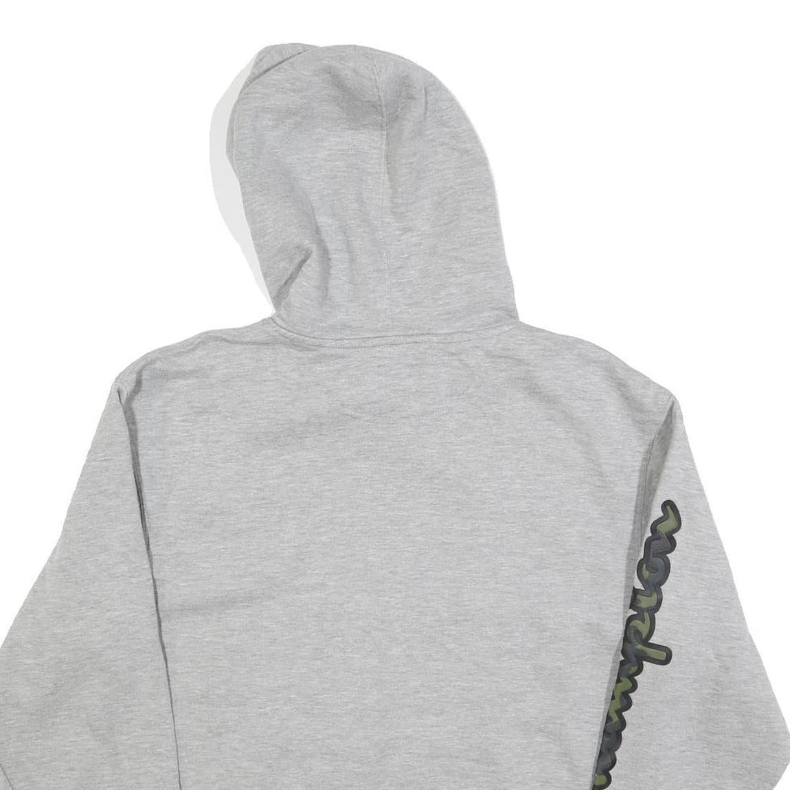CHAMPION Mens Grey Hoodie M Cotton Blend Pullover Graphic Print Drawstring