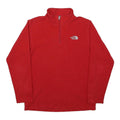 THE NORTH FACE Boys Red Plain Pullover Jumper Crew Neck Regular L Polyester